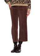 Tru Luxe Velveteen Wide Leg Crop W Front Seam- Chocolate