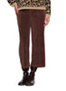 Tru Luxe Velveteen Wide Leg Crop W Front Seam- Chocolate