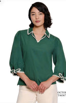 Split Neck Popover W Crochet Trim