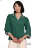 Split Neck Popover W Crochet Trim