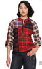 Zip Front Mixed Plaid Shirt
