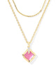 Joelle Multi Strand Necklace- Gold Pink Mix