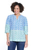 Blue & Green Split Neck Top