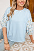 Sky Blue Stripe Floral Top