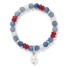 Americana Beach Pearl Charm Stretch Bracelet