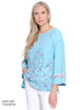 Light Blue Flower Appliqué Knit Top