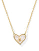 Heart Letter Pendant Gold MOP- K