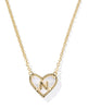 Heart Letter Pendant Gold MOP- N