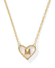 Heart Letter Pendant Gold MOP- M