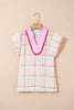 White Plaid Flutter Sleeve