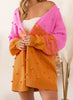 Pink and Orange Pompom Cardigan