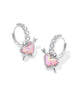 Ari Heart Arrow Silver Huggie- Pink