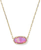 Pink Elisa Pave Frame Necklace- Gold
