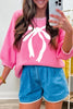 Pink Bow Short Sleeve Sweater