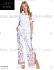 John Mark Embroidered White Floral Pant