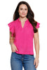 John Mark Flutter Sleeve Fuchsia Top