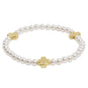 Signature Cross Pearl Pattern 4mm Bead Bracelet Gold