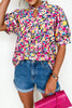 Pink Flower Print Summer Blouse