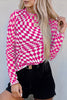 Pink Checkered Print Mesh Top