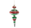 7.25" Red Green Silver Finial Ornament