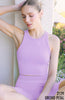 Chevron Highneck Crop Top - Orchid Petal