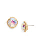 Cushion Cut Solitaire Sorrellie Stud Earring - Aurora Borealis Crystal