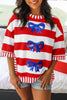 Red Stripe Sequin Bow Top