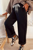 Black Leopard Drawstring Pants