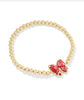 Haley Bow Stretch Bracelet- Gold Scarlet Red MOP