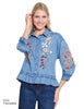 Embroidered Chambray Peplum Top