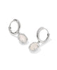 Daphne Crystal Frame Huggie Earrings - Silver Iridescent Drusy