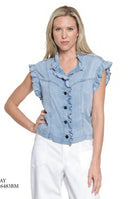 Tru Luxe Ruffle Shoulder Denim Top
