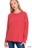 Ribbed Hacci Sweater - Dark Red