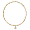 Classic Gold Pattern 2mm Bead Bracelet - Classic Beaded Signature Cross Charm Small Gold Charm