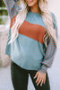 Bishop Sleeve Colorblock Top - Turquoise