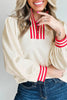 Red Accent Textured Pullover