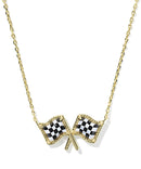 Checkered Flag Necklace- Gold