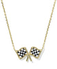 Checkered Flag Necklace- Gold