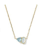 TATUM SHORT PENDANT NECKLACE - GOLD LIGHT BLUE MIX