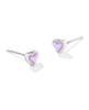 Mini Ari Heart Stud Earring - Silver Bubblegum Pink Opal
