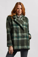 Brushed Plaid Double Breasted Jacket