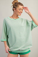 Short Sleeve Striped Terry Top