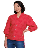 Woven Soutache Ruffle Button Front