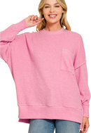 BRUSHED MELANGE DROP SHOULDER OVERSIZED SWEATER