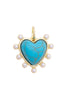 Rhinestone Studded Heart Charm in in Turquoise & Shiny Gold