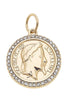 Pave Coin Charm in Shiny Gold