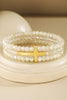 3-Layer Beaded Cross Stretch Bracelet - Natural
