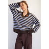STRIPED COZY CASHMERE V-NECK SWEATER