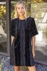 Ruffle Lace Overlay Velvet Shift Dress