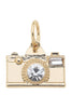 Rhinestone Camera Charm in Shiny Gold